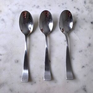 Mikasa Britt Flatware Tea Spoon Set 3 Stnlss Steel Silverwre Satin Curve Minmlst